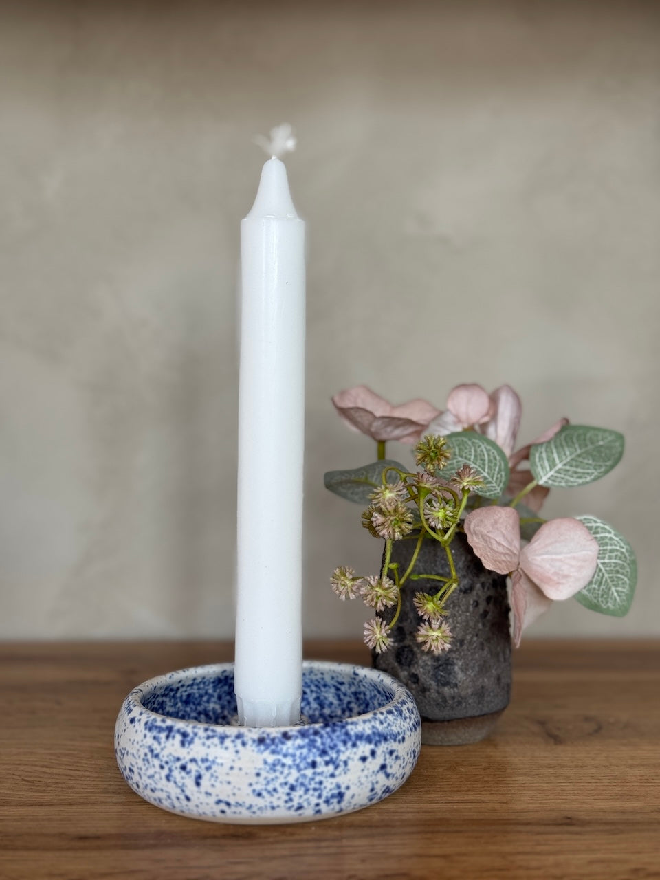 Small Candle Holder – Blue Spotted