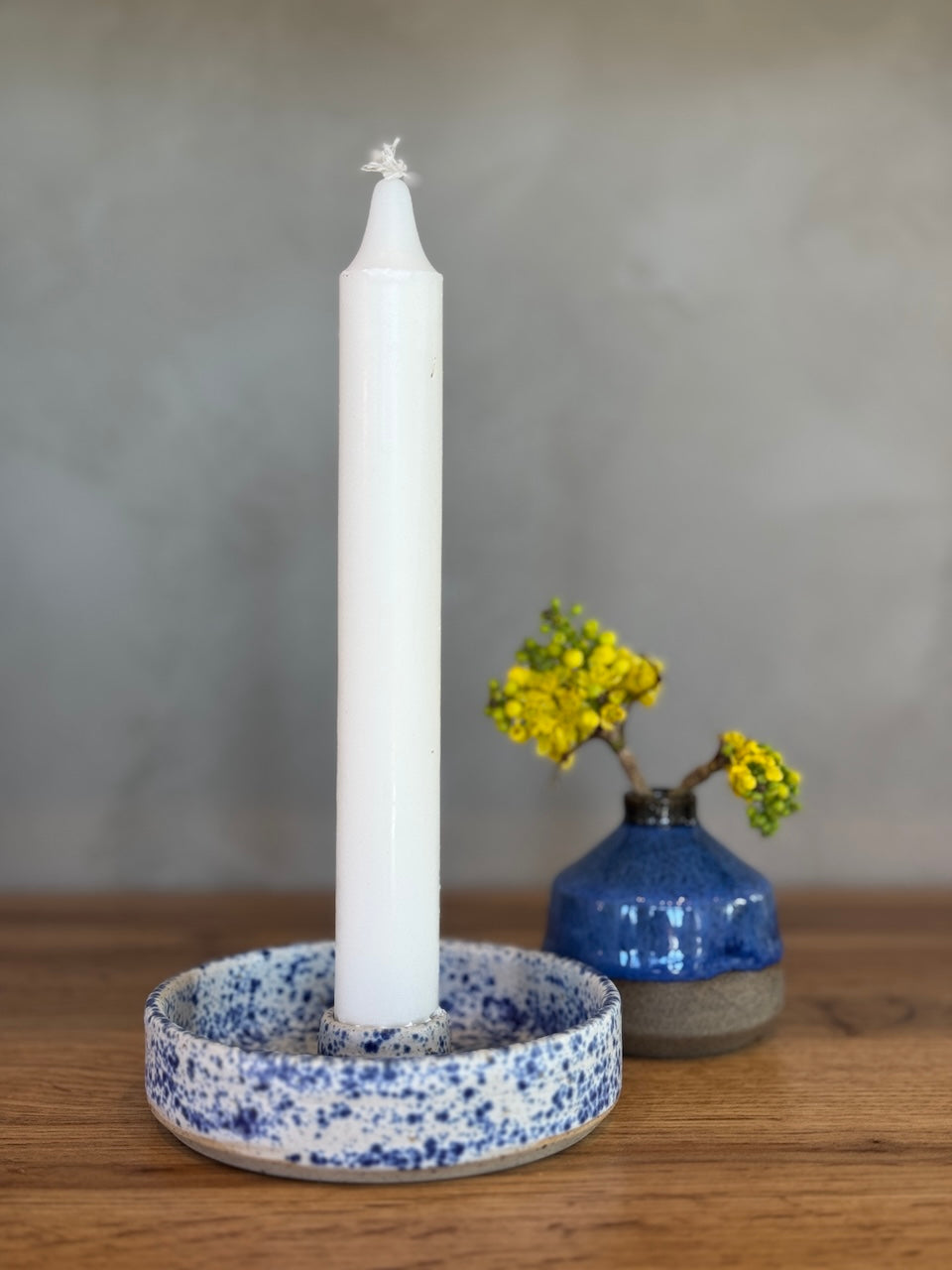 Small Candle Holder – Blue Spotted