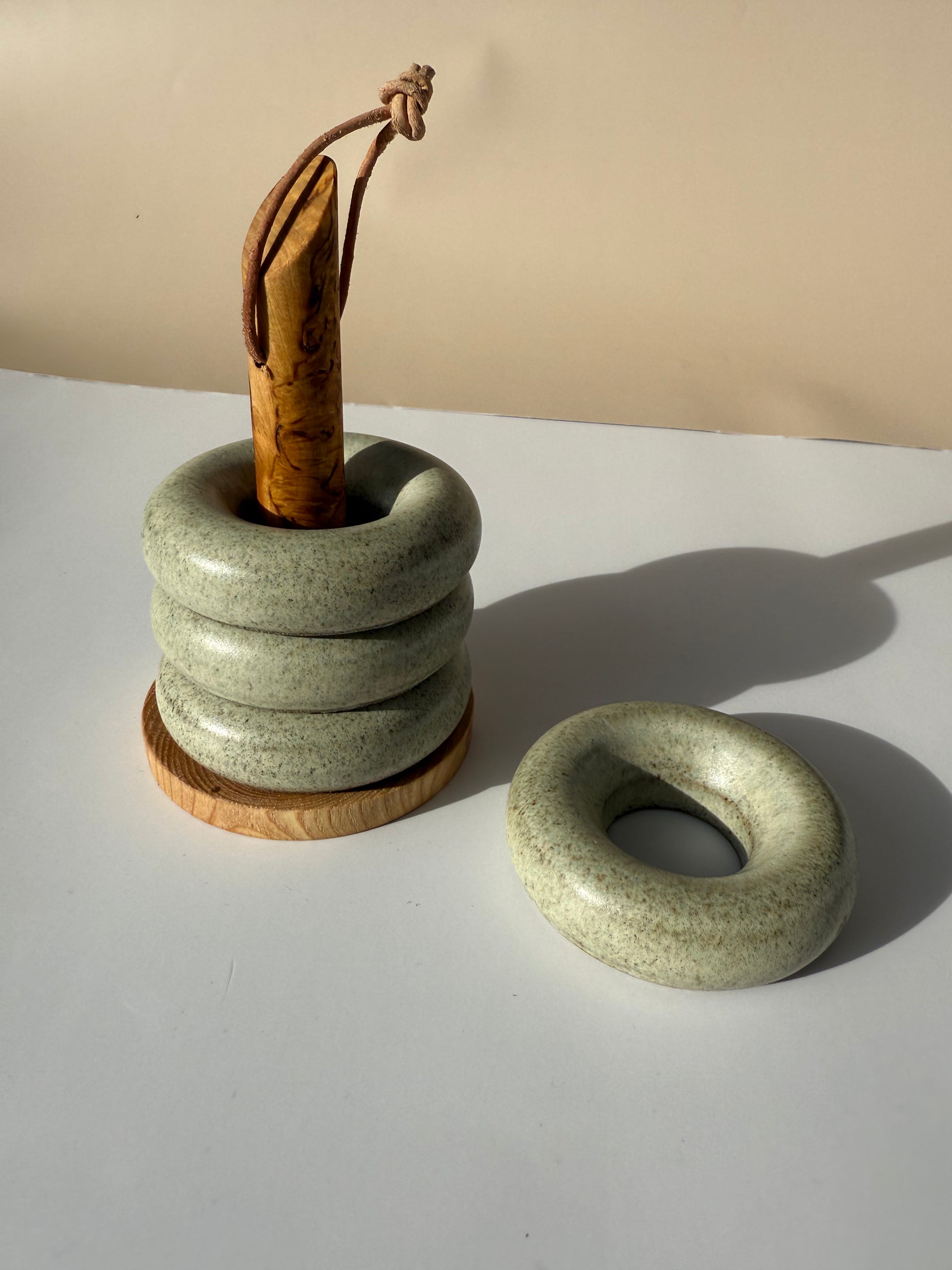 Donut Egg Cups – Nordic Beach, Set of 4 with Wooden Base.