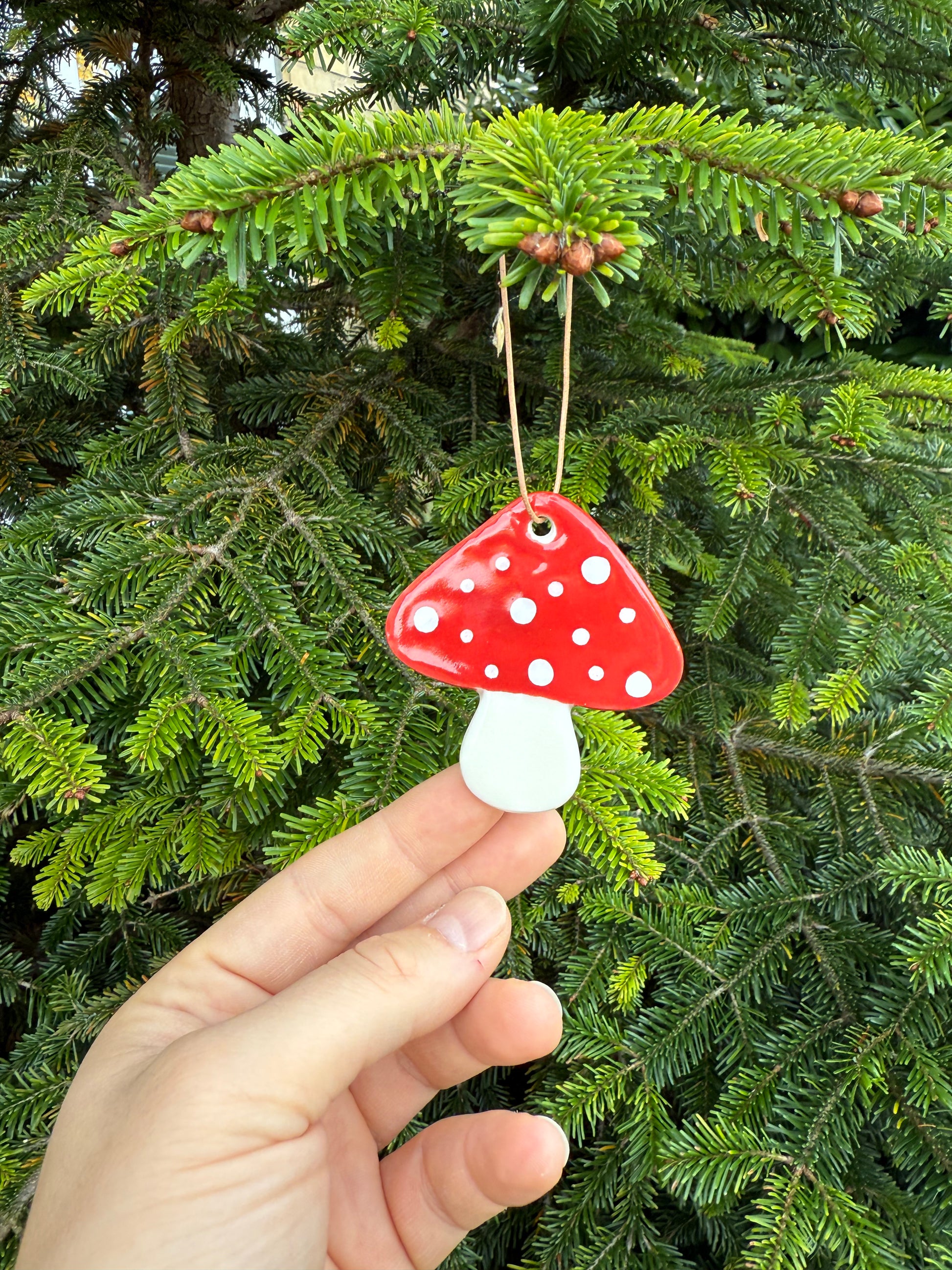 Red Mushroom Ornament – Porcelain
