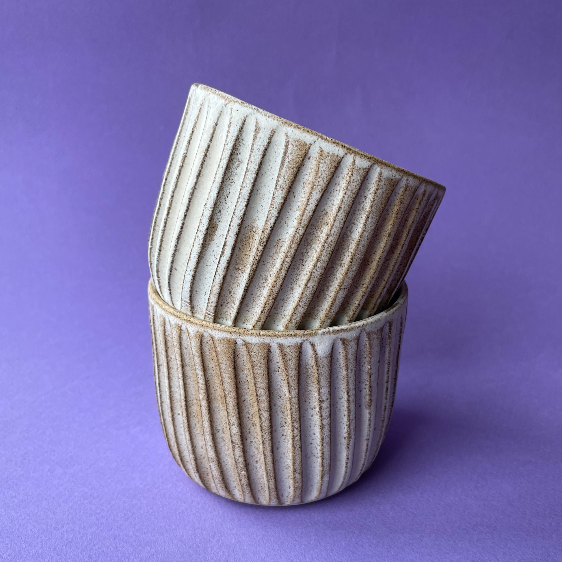 Carved Coffee Cup — Soft Sand