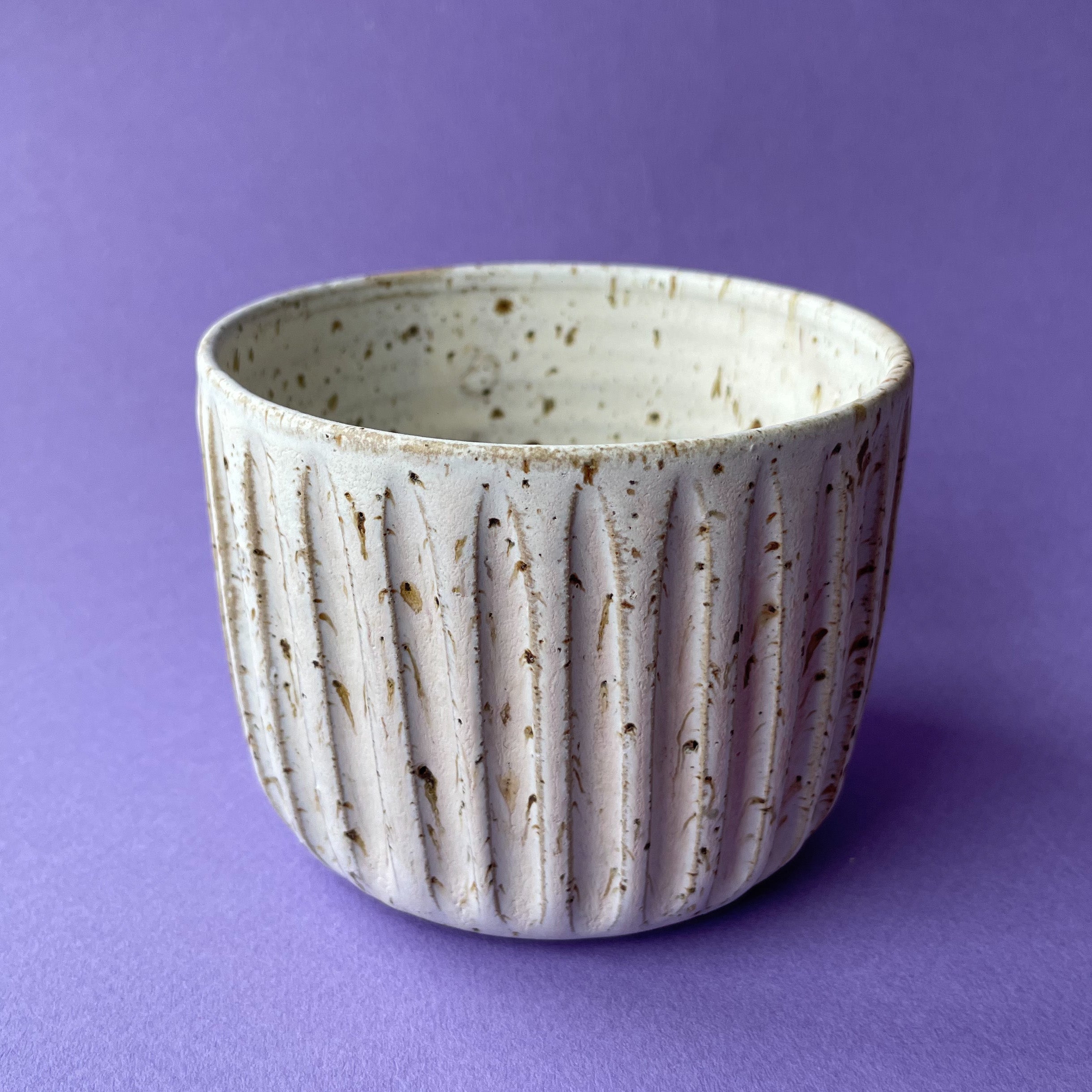 Carved Coffee Cup — Cream Caramel