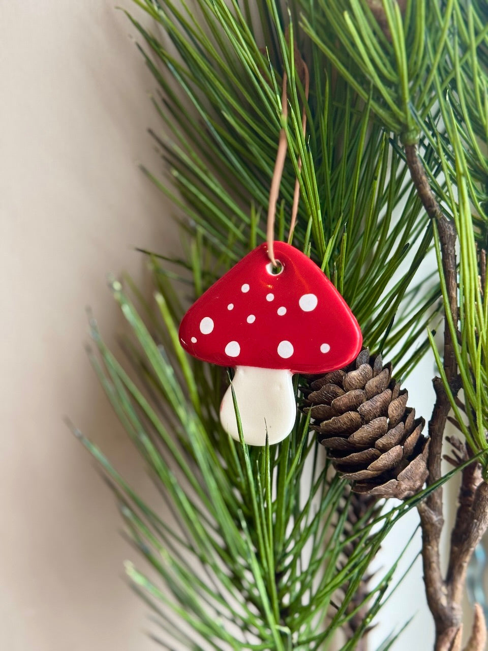 Red Mushroom Ornament – Porcelain
