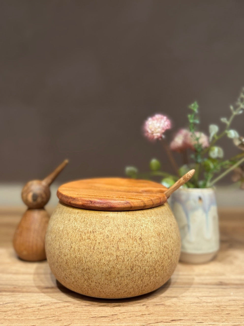 Storage Jar with Wooden Lid - Sand